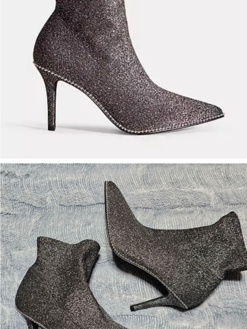 Coach Women's Pointed-Toe Sock Boot in Gunmetal 7.5